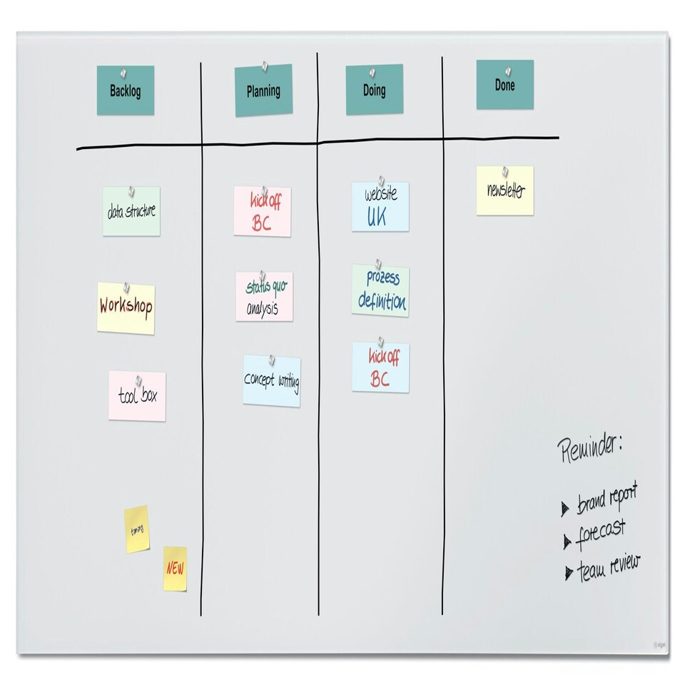 Artverum Magnetic Glass Drywipe Board Matt Super White 2000x1000 - GL525
