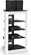 image 1 of Centurion Supports ZINNIA 5-Tier Black Glass Shelves with Gloss White Fascia Entertainment Media Audio Rack | White | Black | 1