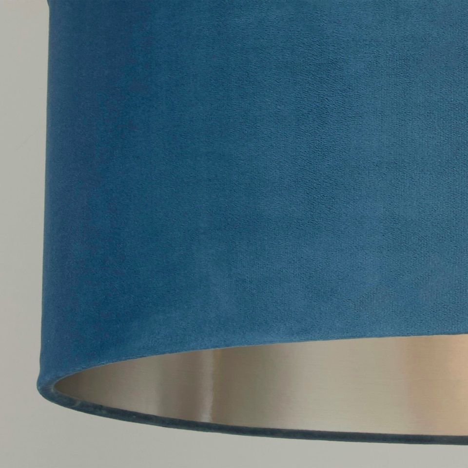 image 1 of TEAL VELVET DRUM SHADE & SILVER INNER (D35cm)