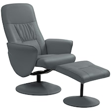 HOMCOM PU Leather Armchair and Footrest Swivel Recliner Grey