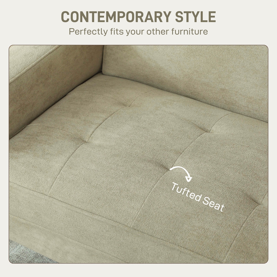 image 1 of HOMCOM 2 Seater Sofa, Velvet-Feel Upholstered Loveseat for Small Space, Beige | Yellow