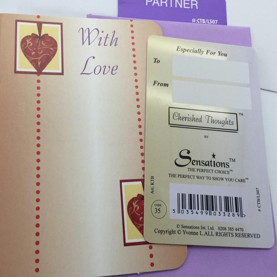 image 1 of To My Partner With Love...Wallet Card (Sentimental Keepsake Wallet / Purse Card)