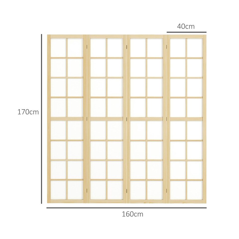 image 1 of HOMCOM Indoor Room Partition, 4 Panel Folding Room Divider, 160 x 170cm Brown | White | 160W x 170H x 1.7Dcm