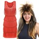 image 1 of 80s Pop Star Costume - Wig And Dress Red | S