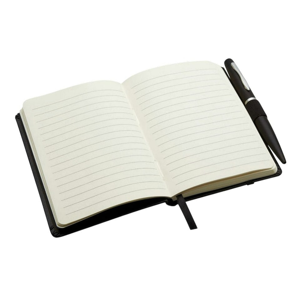 image 1 of MidOcean Notalux A6 Notebook & Pen - Black - 1.2cm x 14.5cm x 10cm