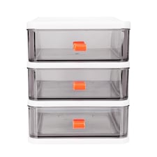 Living and Home 3-Tier Stationery Cosmetic Storage Box Drawer, White | White