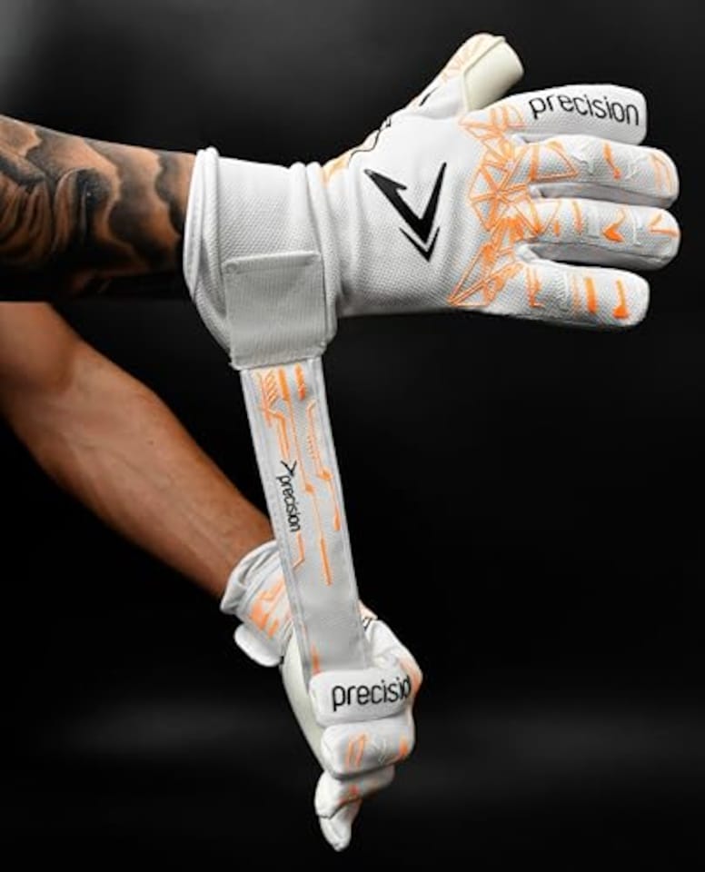 image 1 of ​​Precision Fusion X Pro Lite Giga Professional Football All Ages Goalkeeper Gloves, White Orange, 8