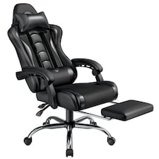 Yaheetech Ergonomic Computer Chair with Massage Lumbar Pillow Black
