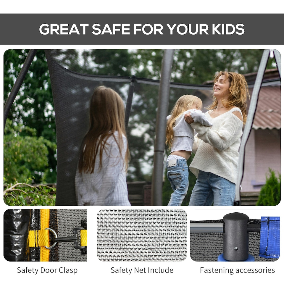 image 1 of HOMCOM 8' Trampoline Bounce Safety Fence Round Trampoline Enclosure Net 6 Poles