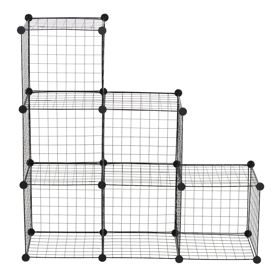 image 1 of HOMCOM DIY 6 Cube Metal Wire Rack Interlocking Storage Cabinet Organiser Display