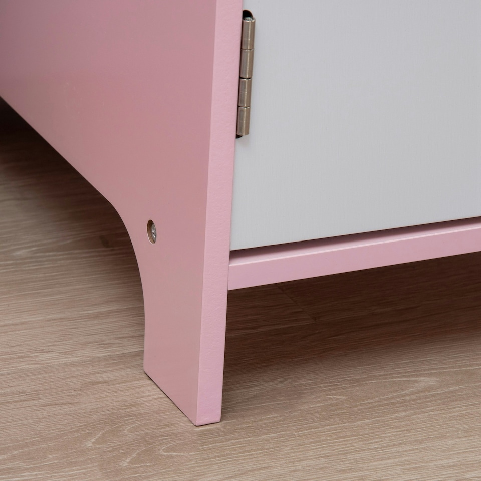 image 1 of HOMCOM 2 PCs Childrens Table and Chair Set w/ Whiteboard Storage - Pink 