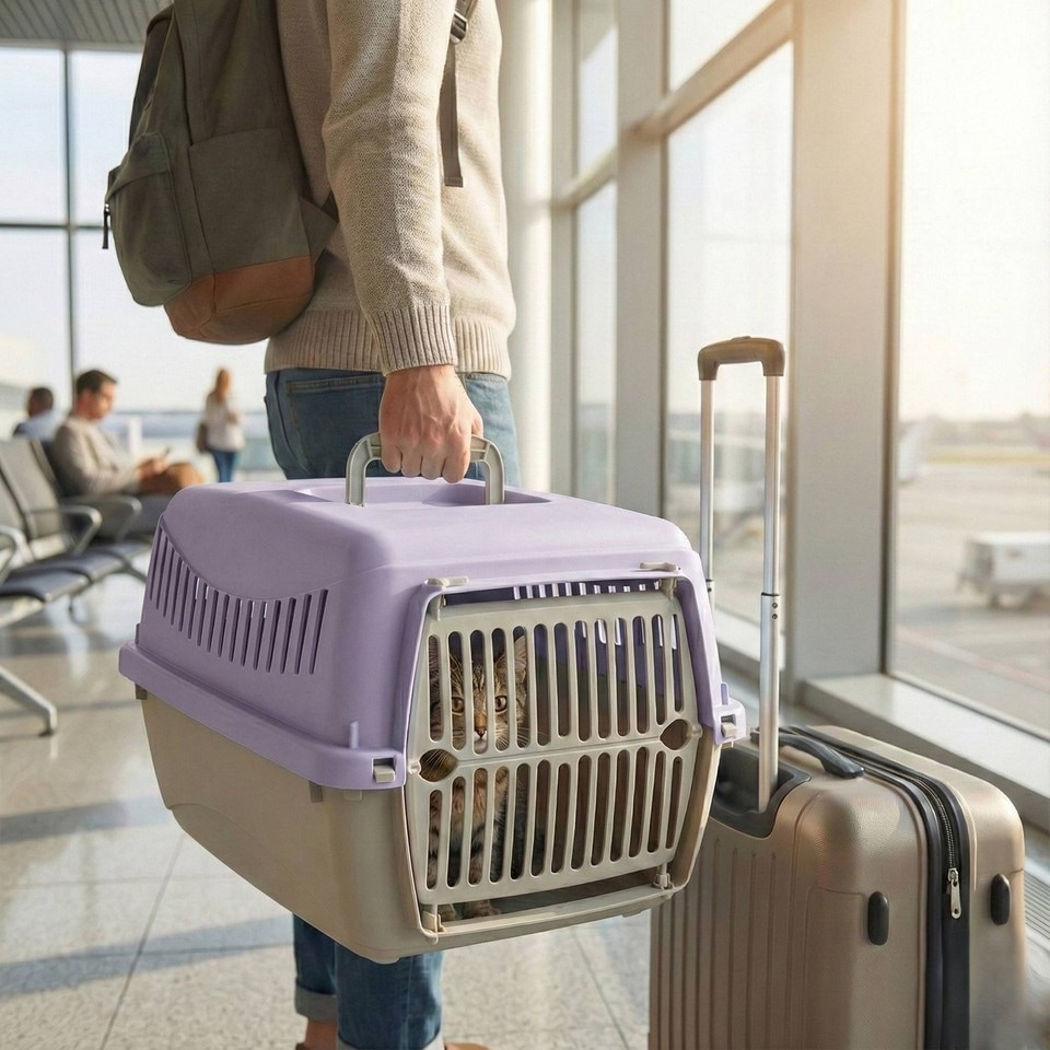 image 1 of Transportini Pet Carrier Travel Crate Cat Dog Cage Portable Box Pastel | Purple | Pastel Purple | Small | 1