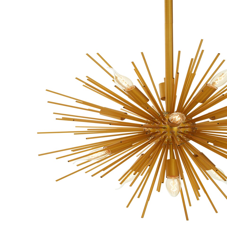 image 1 of Interiors by Premier Brass Finish Metal Pendant Light, Luxe Contemporary Ceiling Light With 12 Bulb Holders