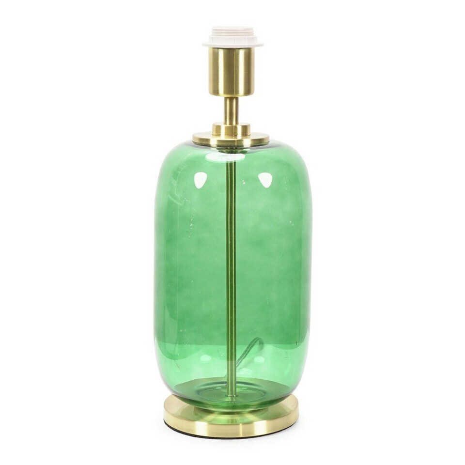 image 1 of ValueLights Leigh Forest Green Glass and Gold Detail Table Lamp Base