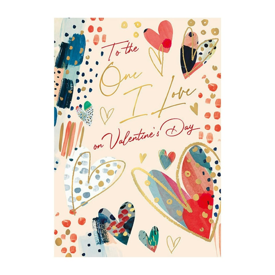 image 1 of Words 'n' Wishes Valentine Day Card to The One I Love on Valentine's Day, 23.5 x 16.5 cm, Multicoloured