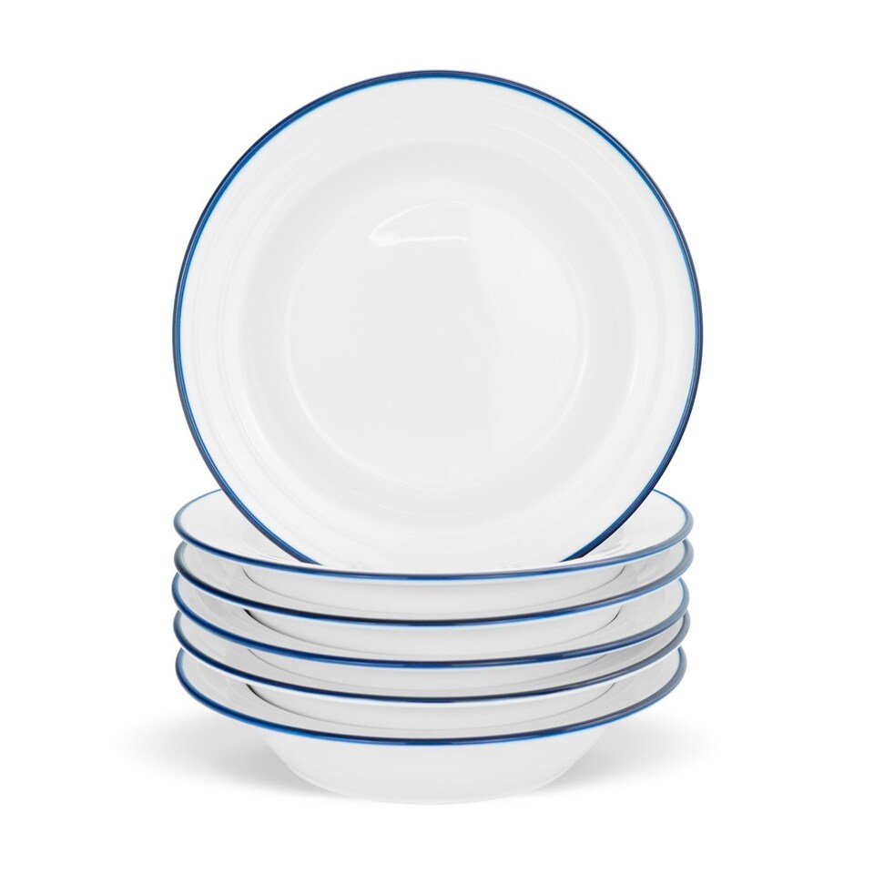 image 1 of Nicola Spring White Farmhouse Soup Plates - 22cm - Pack of 6 | White | White