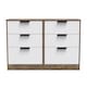 image 1 of Denver 6 Drawer Wide Chest of Drawers in White Matt & Vintage Oak (Ready Assembled) | White | White Matt & Vintage Oak