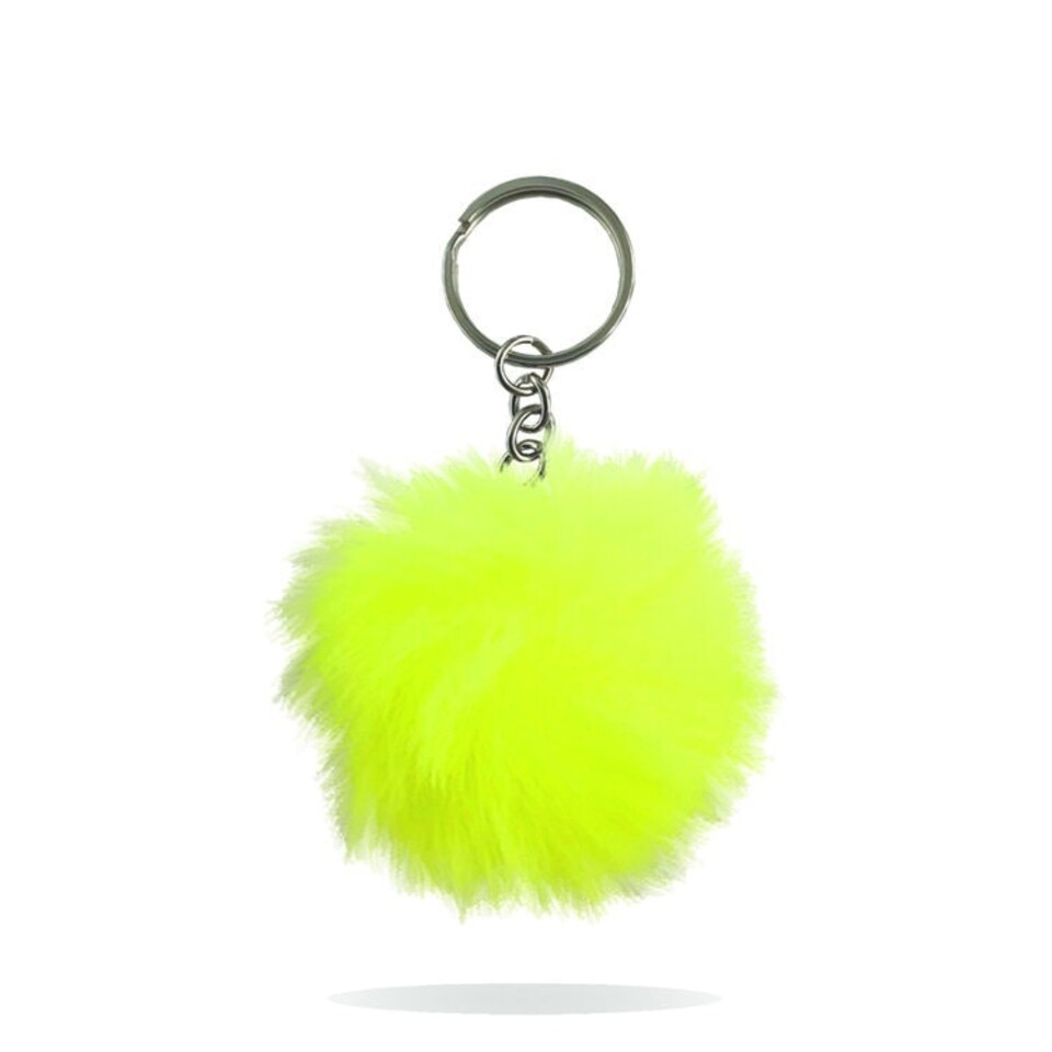 image 1 of Bottlesoc Faux Fur Pompom Keychain Acid Yellow
