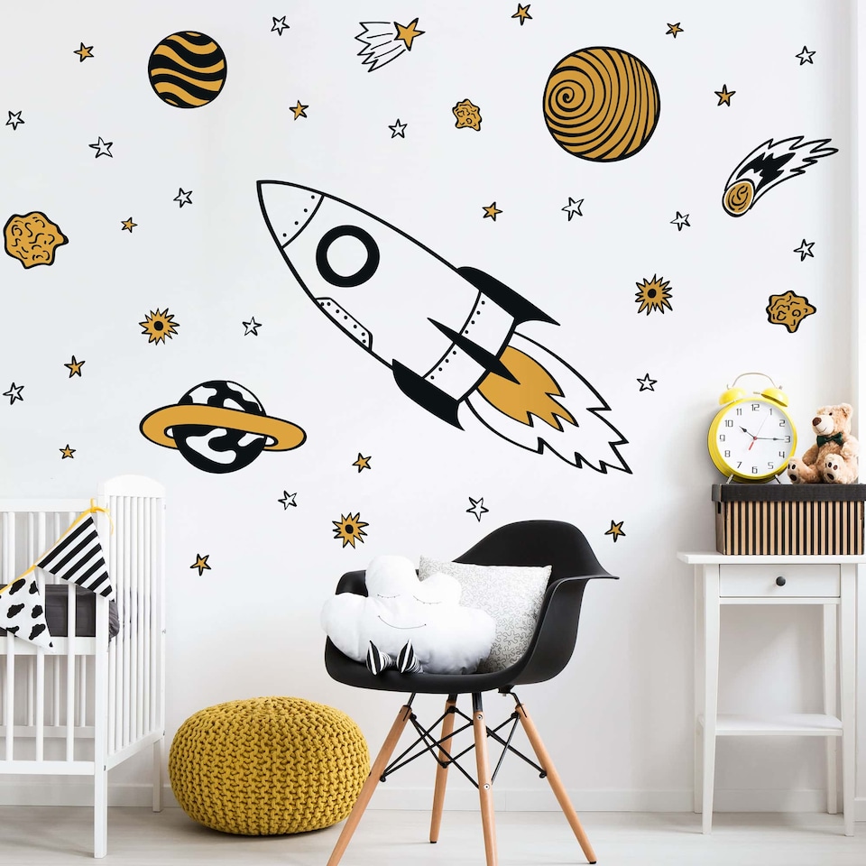 image 1 of Rocket and Stars Wall Stickers