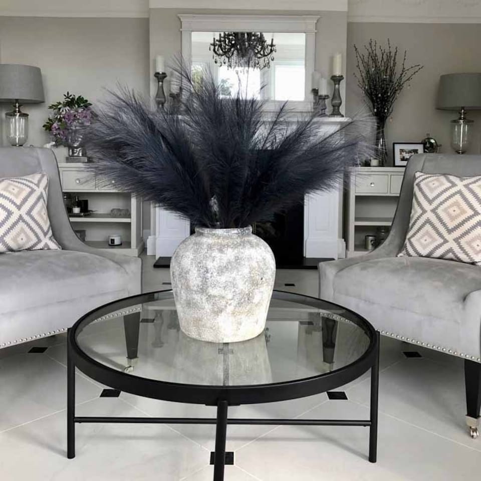 image 1 of Faux Pampas Grass Stem Artificial Plant - Fabric/Plastic - L30 x W30 x H85 cm - Grey