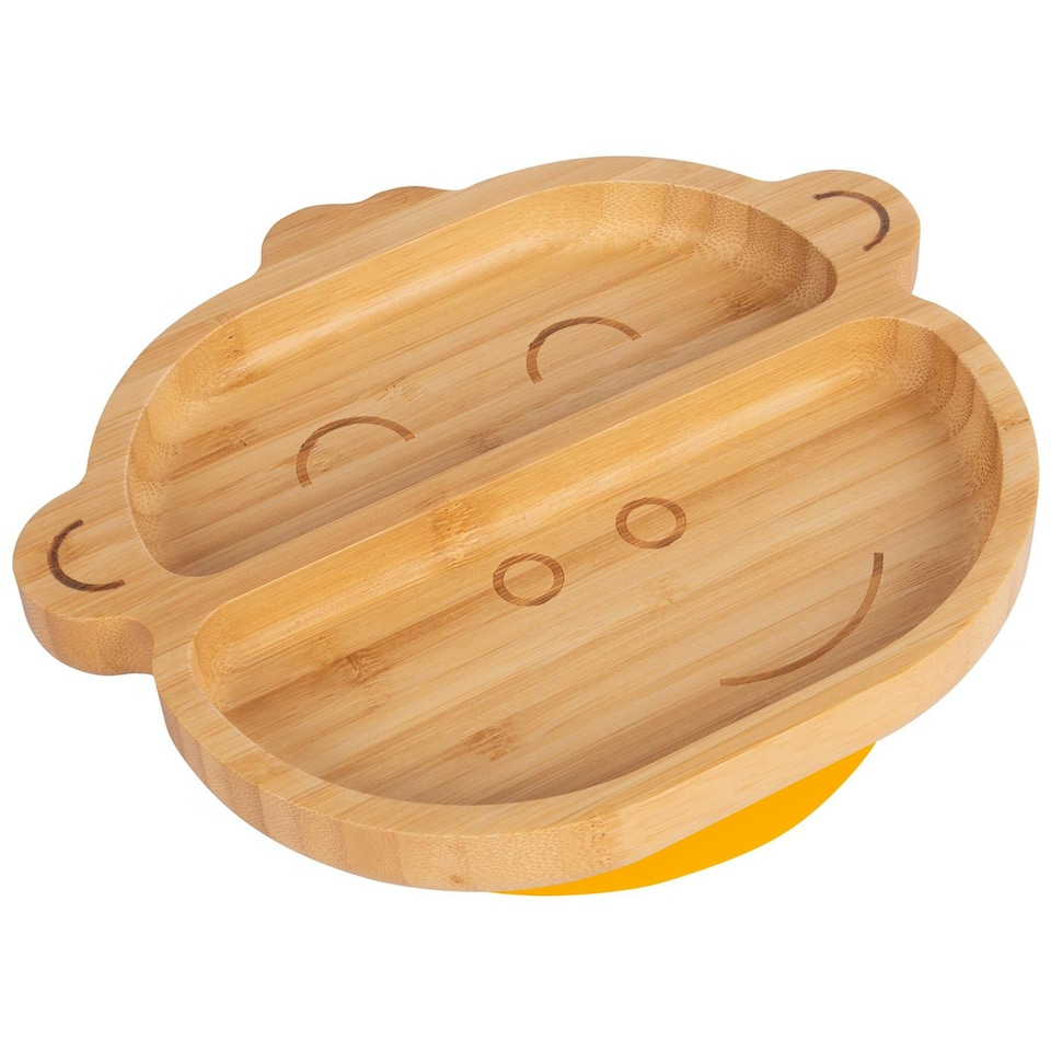 image 1 of Tiny Dining Children's Bamboo Suction Monkey Plate - Yellow