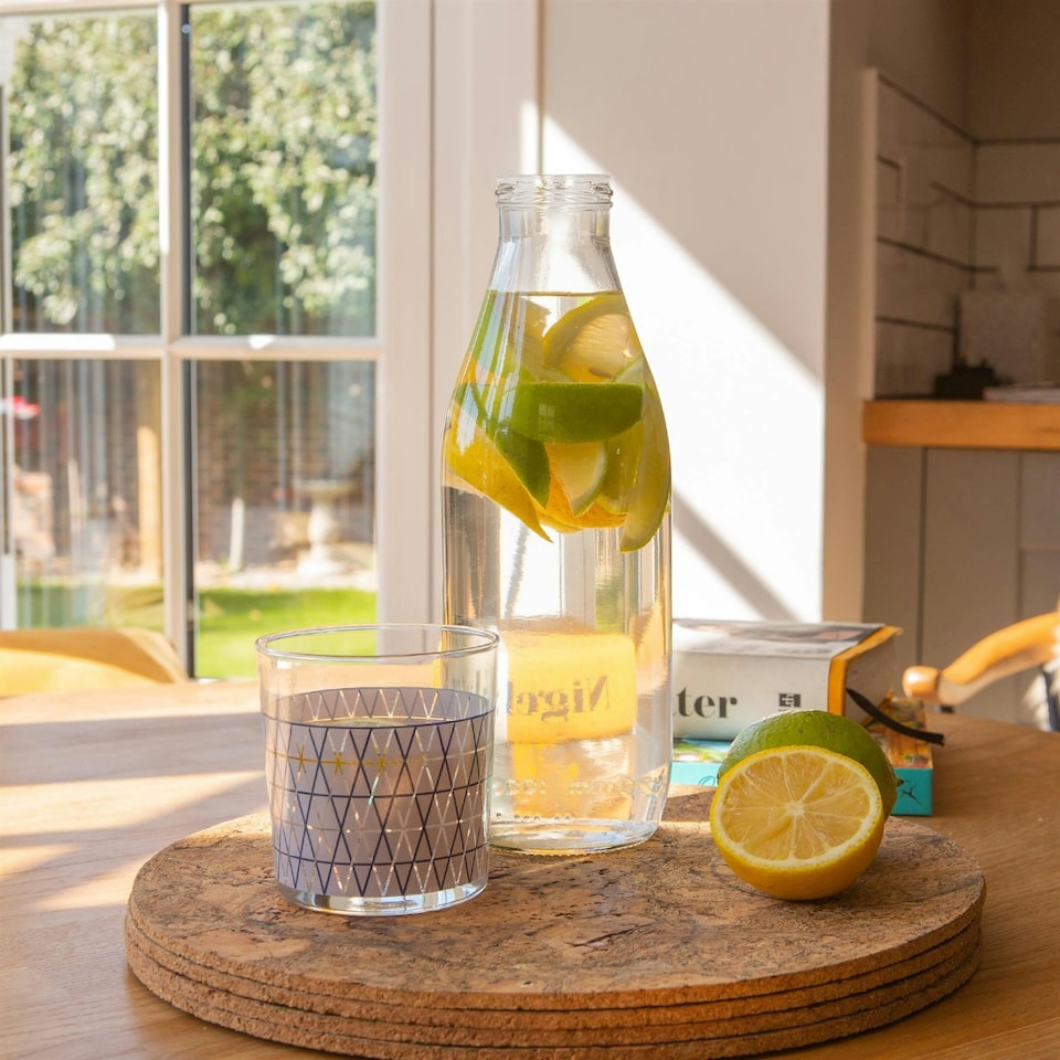image 1 of Argon Tableware Glass Water Bottles with Metal Lids - 960ml - Pack of 6 Clear | One Size