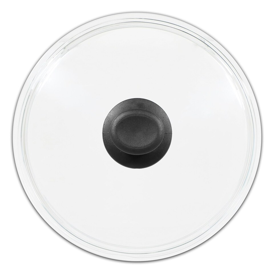 image 1 of SPARES2GO Glass Cookware Lid + Curved Handle Tempered Pan Pot Dish Cover Replacement Kit (16cm)