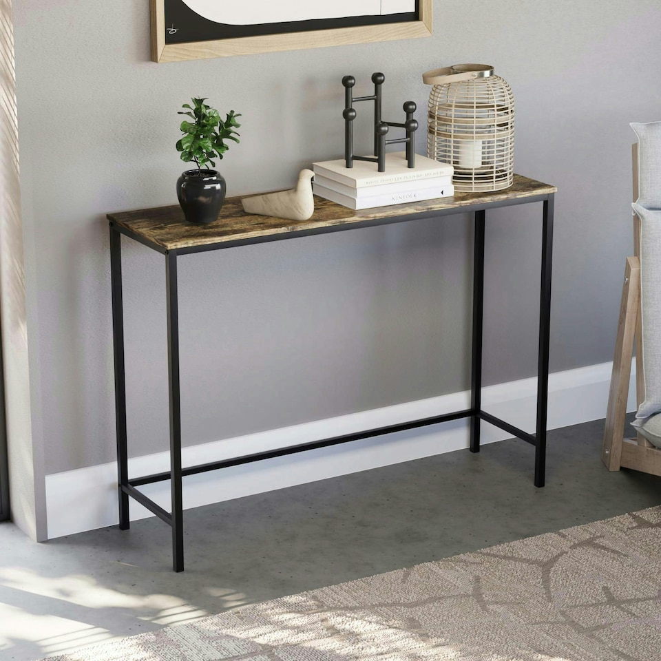 image 1 of Vida Designs Brooklyn Console Table Hallway Shelf, Dark Wood