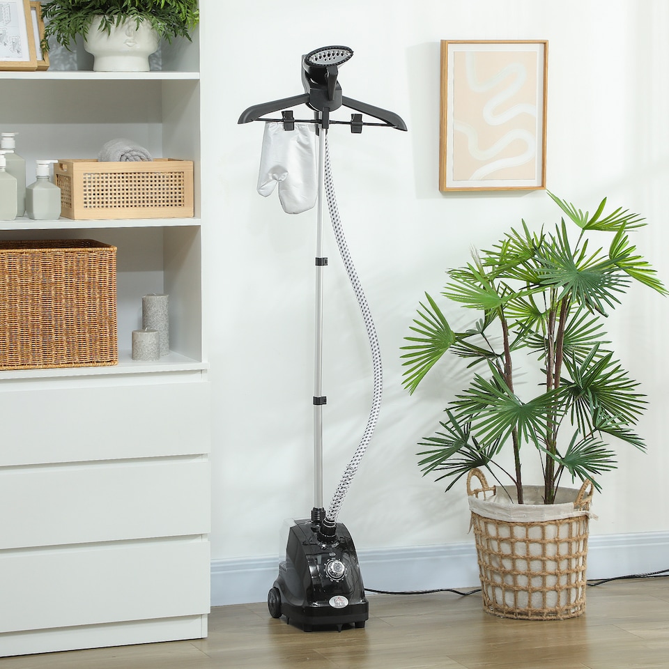 image 1 of HOMCOM Clothes Steamer with Adjustable Pole 41-110 cm Black | Black