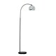 image 4 of ValueLights Curva Gloss Black Floor Lamp with Silver Dome Shade and LED Bulb