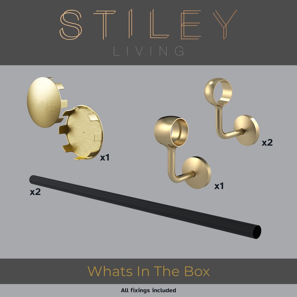 image 1 of Stiley Living Wall Mounted Handrail Kit, Banister System with Brackets and Fixings
