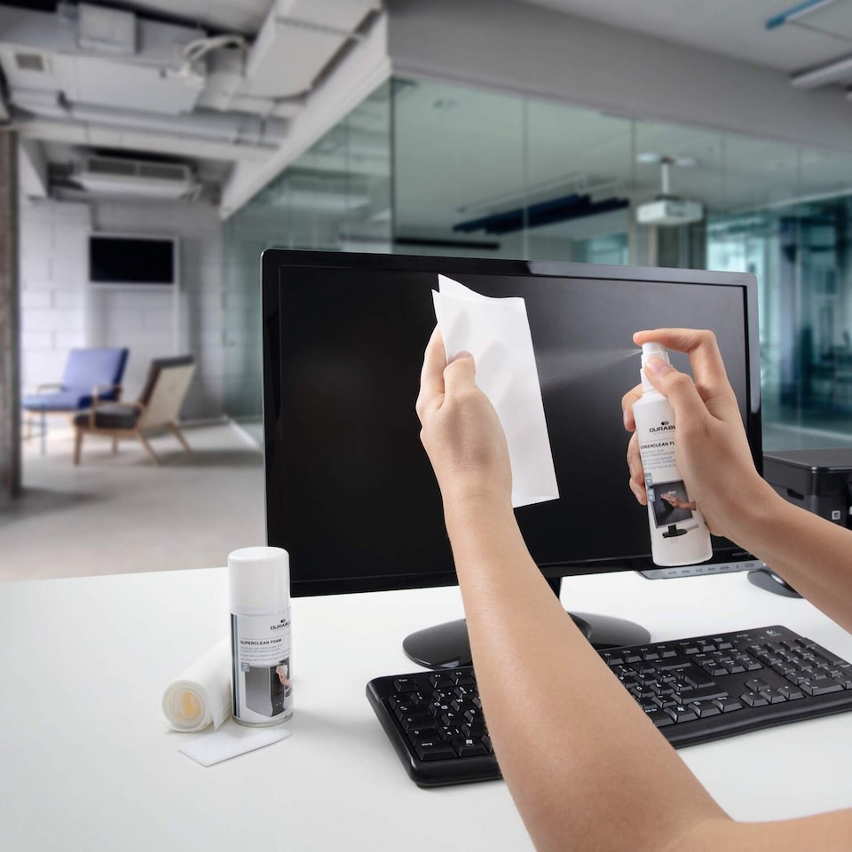 image 1 of Durable PC Tech Cleaning Kit | Screen Spray, Foam Spray, Wipes & Keyboard Tool