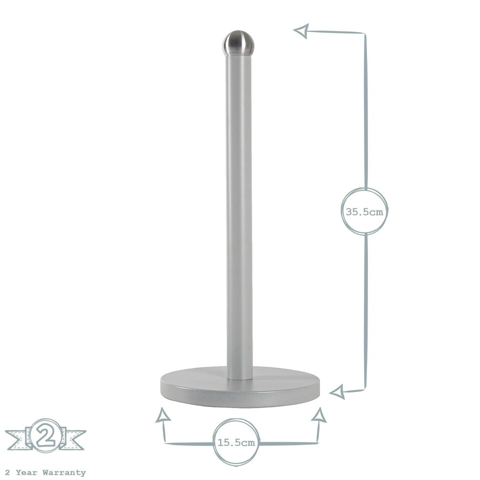 image 1 of Harbour Housewares Grey Metal Kitchen Roll Holder Kitchen Storage Kitchen Towel Holder Kitchen Tissue Holder
