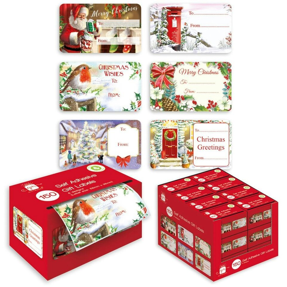 Pack of 150 Self Adhesive Traditional Christmas Gift Tags