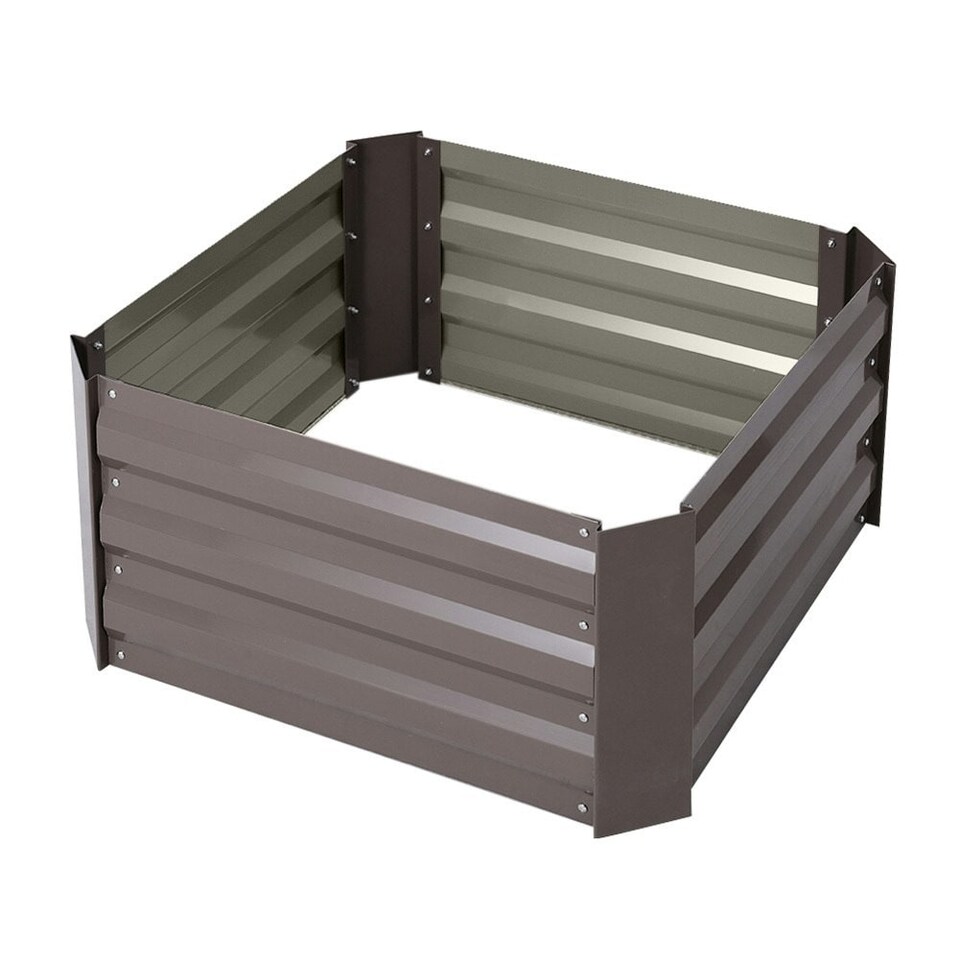 image 1 of Living and Home Galvanized Steel Square Raised Garden Bed Planter Box | Brown
