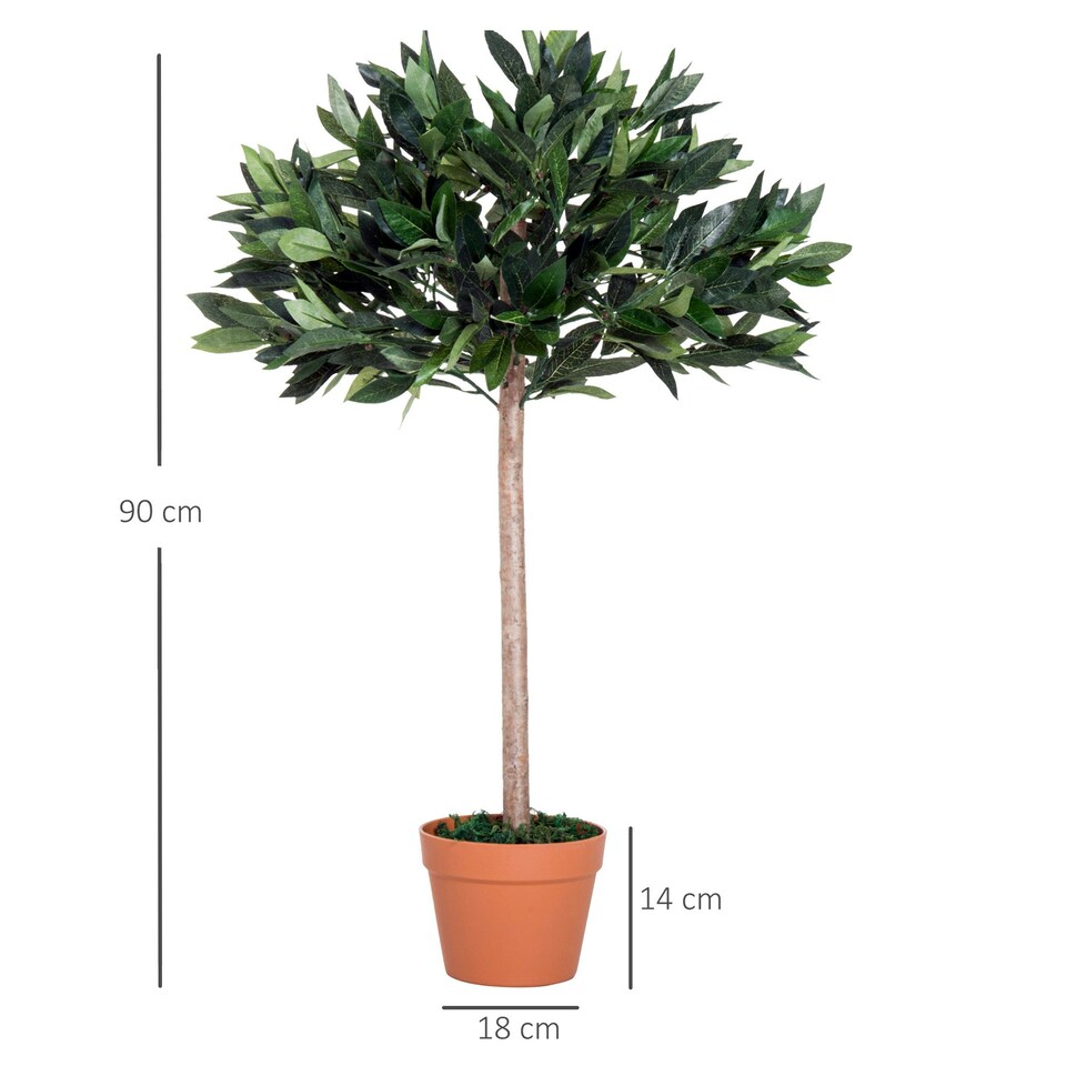 image 1 of Outsunny Artificial Olive Tree Plant In an Orange Pot 90 cm for Home