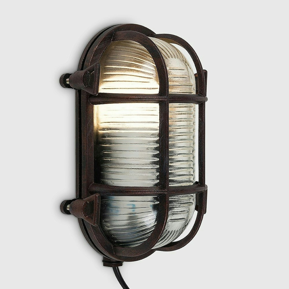 image 1 of ValueLights IP64 Rated Oval Rust Effect Nautical Design Frosted Lens Outdoor Wall Light