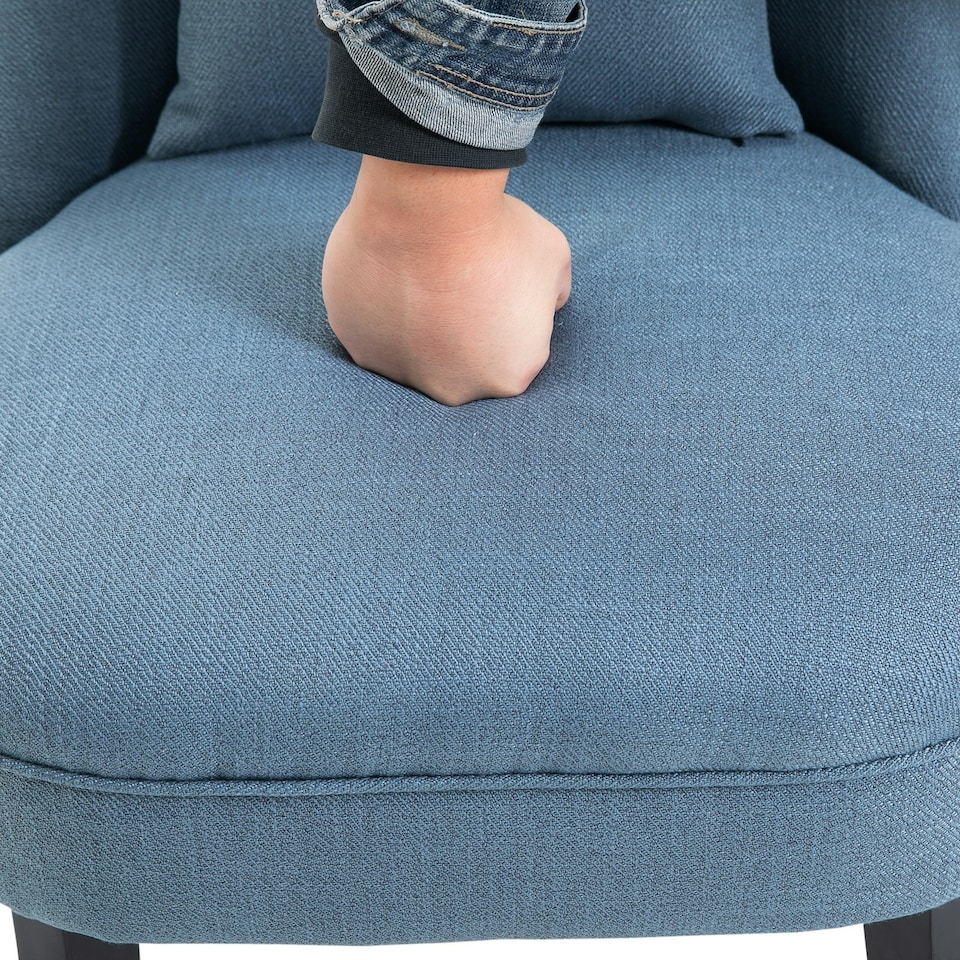 image 1 of HOMCOM Fabric Single Sofa Upholstered with Pillow Wood Leg Blue