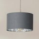 image 2 of ValueLights Reni Grey & Chrome Drum Shade 3 Drop Bar Chrome Diner Ceiling Pendant Light Silver