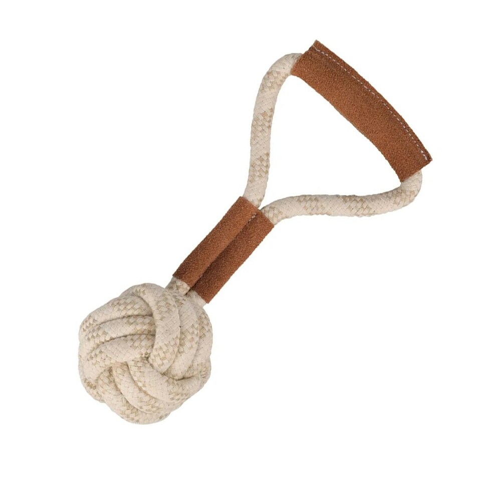 image 1 of Benji & Flo Tug ´N´ Play Ball Suede Rope Dog Toy - Brown/Beige - One Size