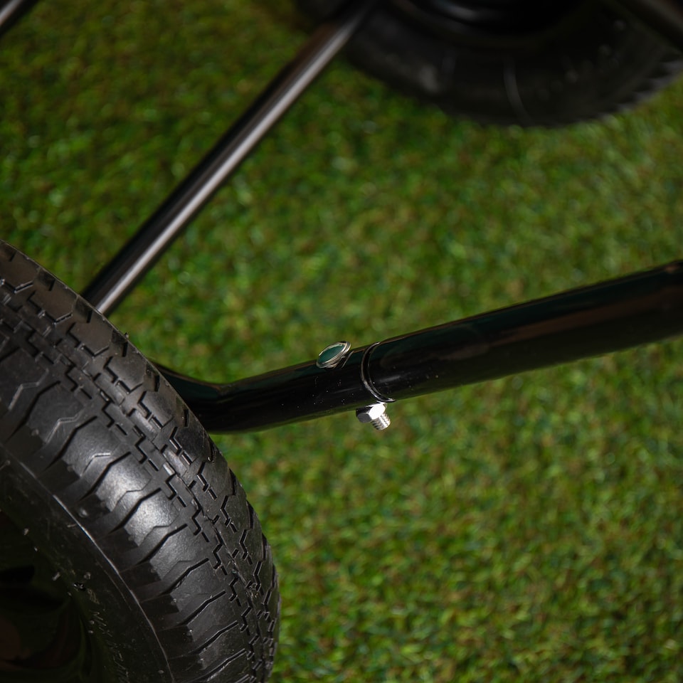 image 1 of Heavy Duty 2 Wheel Outdoor Pneumatic Plastic Garden Wheelbarrow in Green