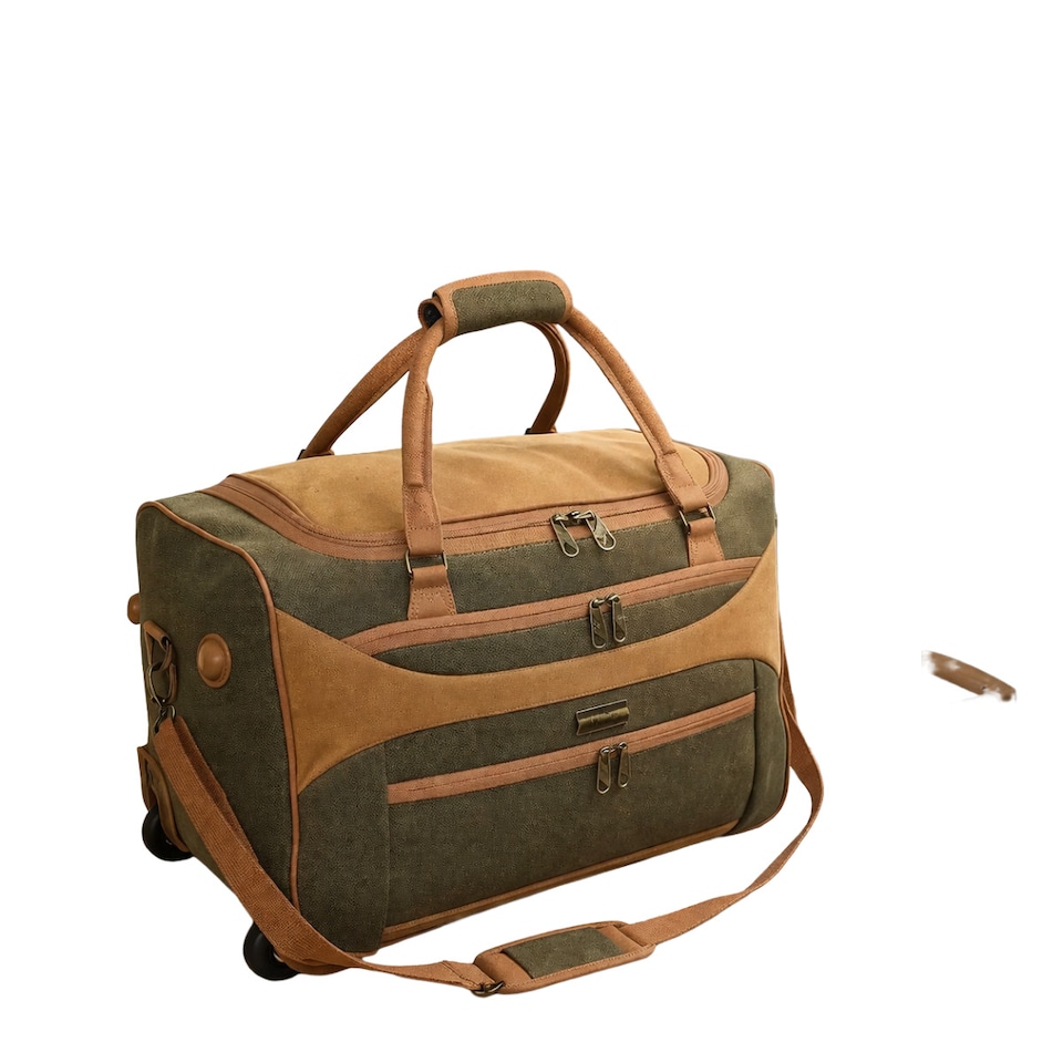 image 1 of XL 30 inch Wheeled Holdall Faux Leather Suede Travel Suitcase Bag