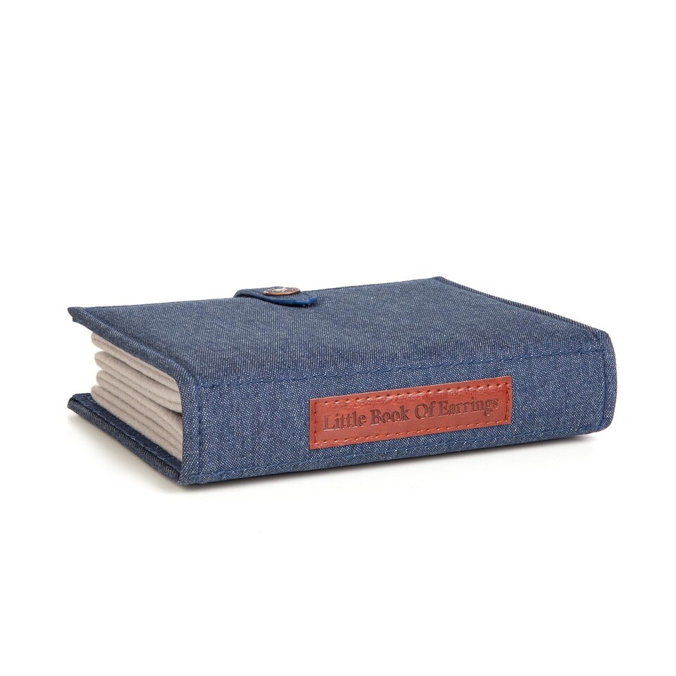 image 1 of Little Shop Of Book of Earrings - Denim Blue, Holds 48 Pairs