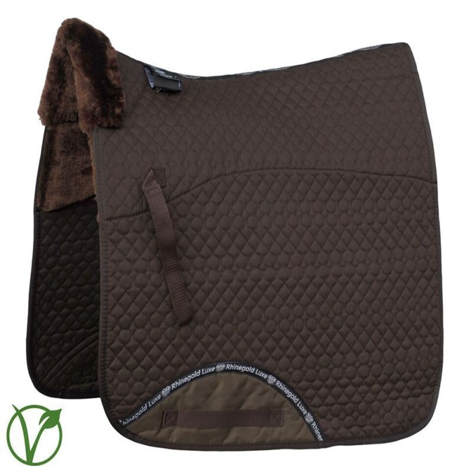 image 1 of Rhinegold Luxe Fur Dressage Saddle Cloth Black | Colour: Black/Natural
Size: Cob