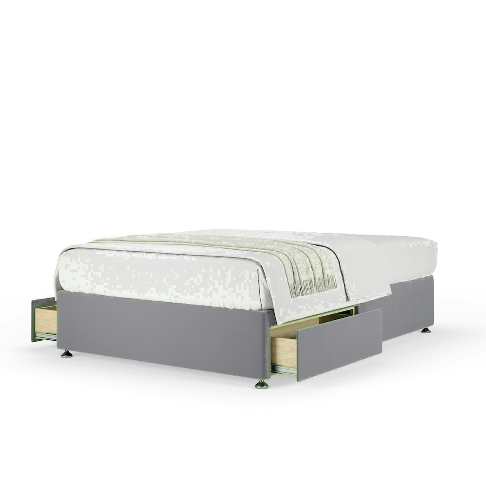 Silver Plush Velvet 2 Drawer Divan Base Super King