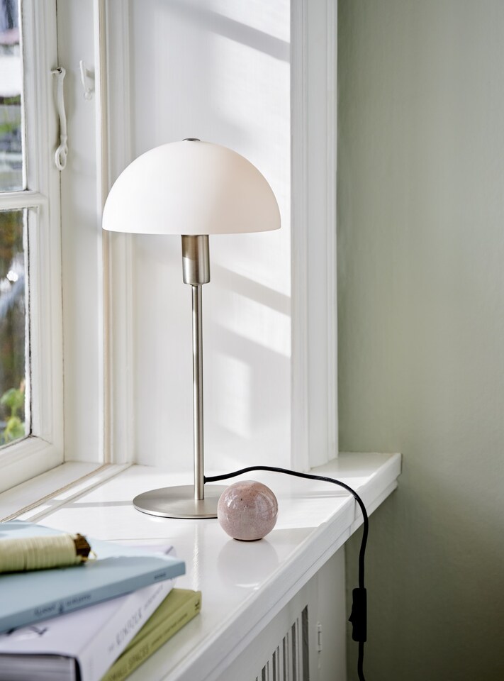 image 1 of Nordlux Ellen Indoor Table Lamp Silver Metal E14 Dome Shade - Mains Powered, IP20 | Silver | Steel