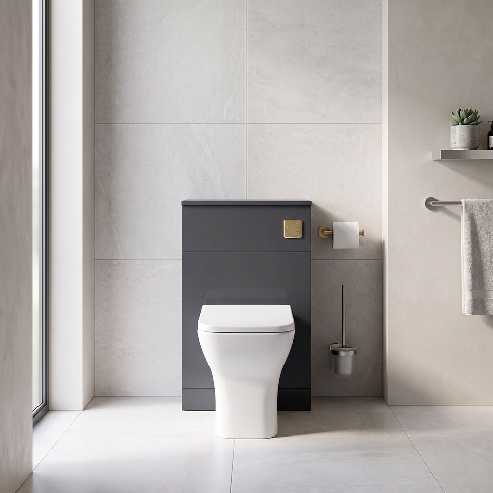 image 1 of Balterley Contemporary Bathroom Cistern Compact WC Toilet Unit | Grey | Satin Soft Black
