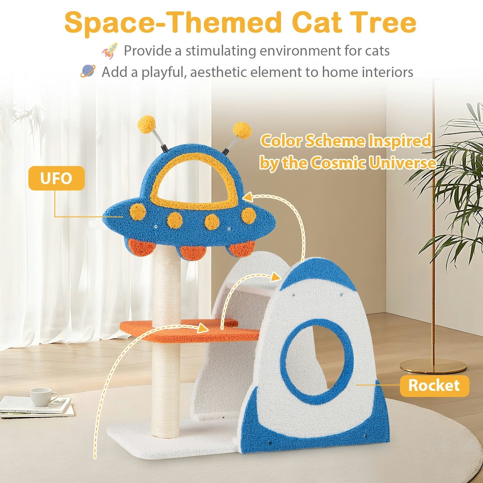 image 1 of COSTWAY 4-Level Cat Tree Tower Activity Center UFO-Shaped