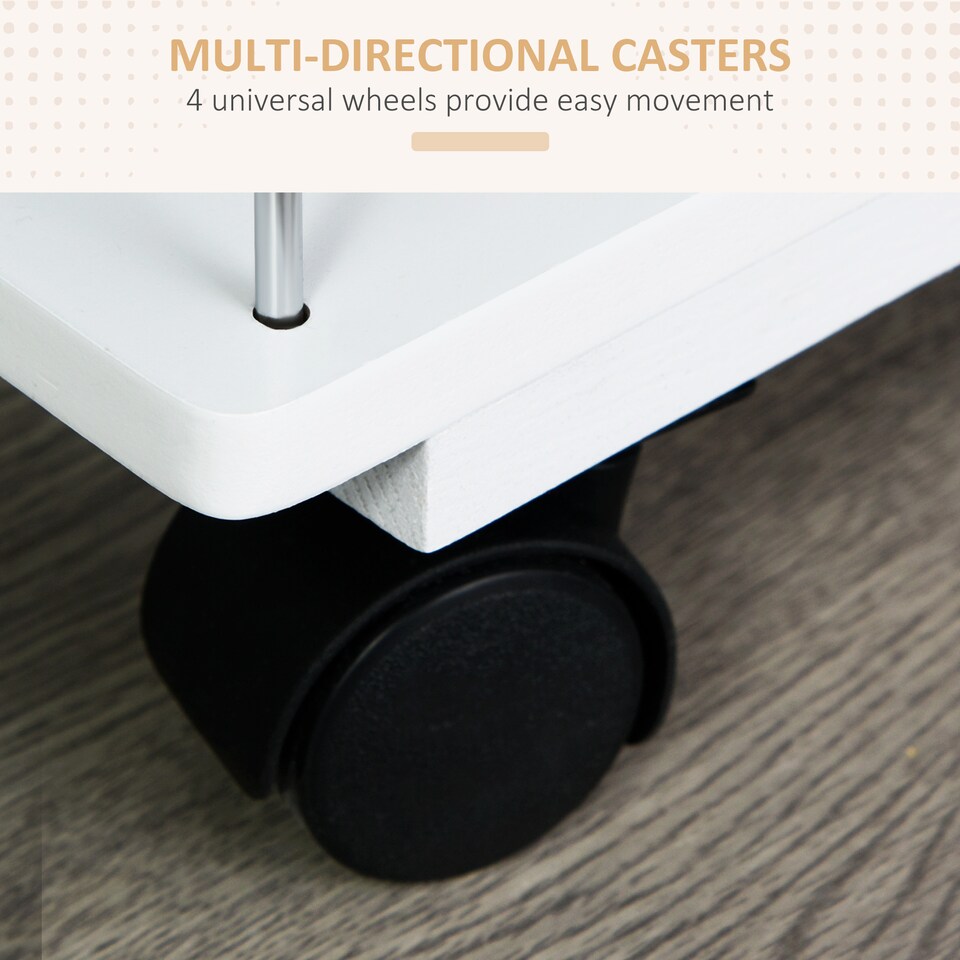 image 1 of HOMCOM Rolling Kitchen Cart, Utility Storage Cart with 4 Basket Drawers & Side Racks, Wheels for Dining Room, Natural and White