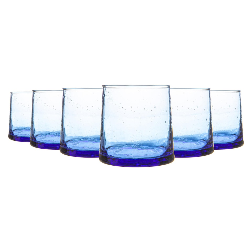 image 1 of Nicola Spring Merzouga Recycled Glass Tumblers - 200ml - Blue - Pack of 6 | Blue | Blue | 6